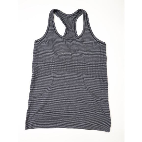 lululemon athletica Tops - Lululemon Racerback Tank Top Medium Gray Striped Athletic Yoga Activewear Size 8